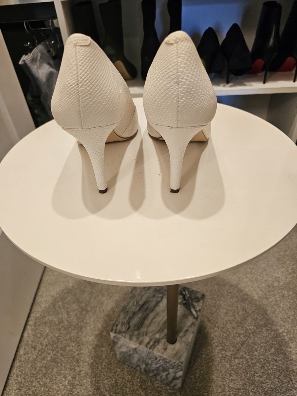 BCBGeneration White Textured Pointed-Toe Pumps - Picture 2 of 7
